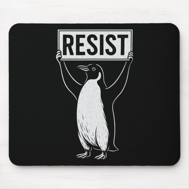 Mousepad Engraçado Resistir ao Ativismo Pinguim Design Vint (Frente)