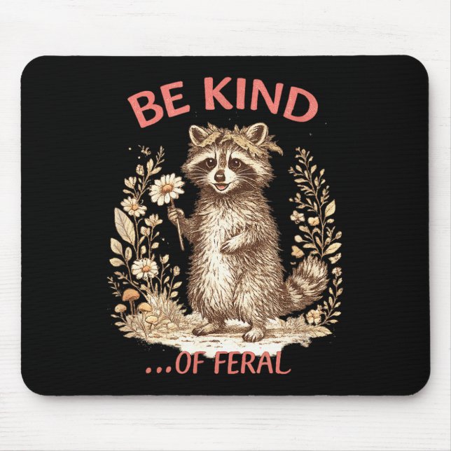 Mousepad Engraçado Ser Meio Feral Guaxinim Sarcástico Menta (Frente)