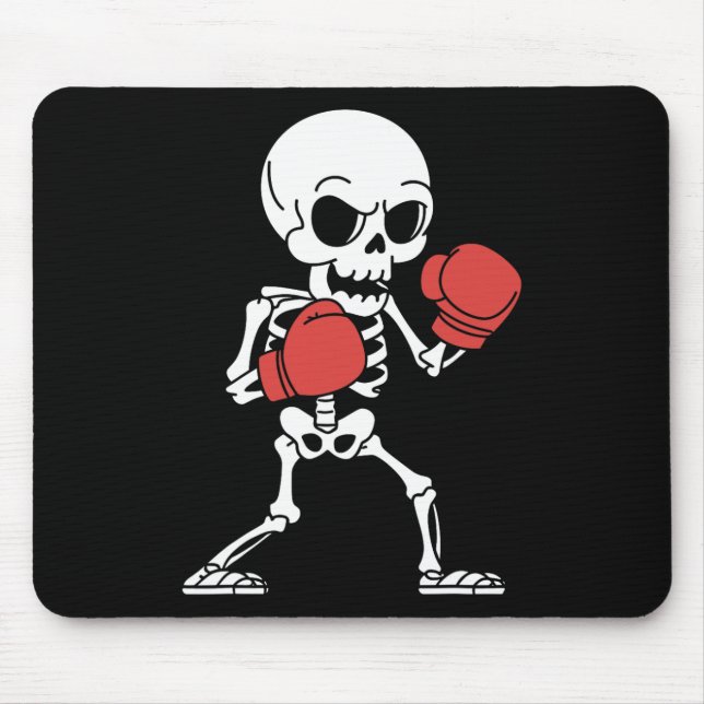 Mousepad Engraçado Skeleton Boxing Amantes do Dia das Bruxa (Frente)