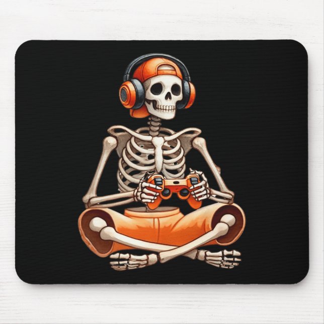 Mousepad Engraçado Skeleton Vídeo Jogo Halloween Jogador B (Frente)