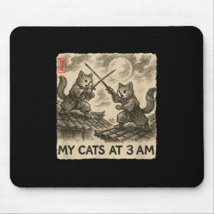 Mousepad Engraçado Sumi-e Kawaii Pintura Japonesa Meus Gato
