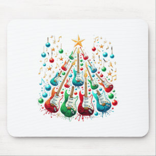 Mousepad Engraçado Violão Santa Hat Árvore de Natal Violão