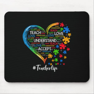 Mousepad Ensinar Autismo Cardíaco do Professor de Amor
