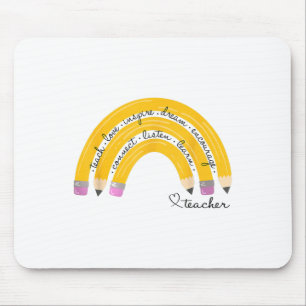 Mousepad Ensine Amor Inspire Arco-Íris Lápis Professor Ck P