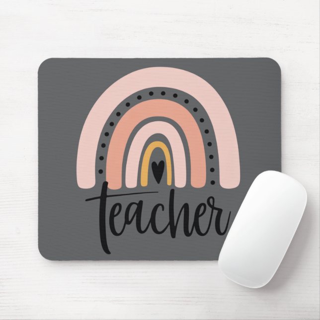 Mousepad Ensine Professor Amor Inspirar Presente Arco-íris  (Com mouse)