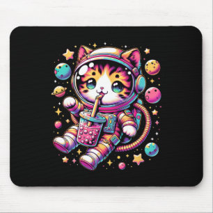 Mousepad Enstronauta Engraçado Espaço Kawaii Boba Tea Cat