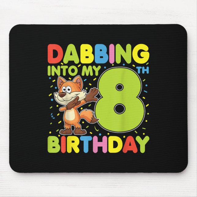 Mousepad Entrando com meu aniversário de 8 anos Raposa com  (Frente)