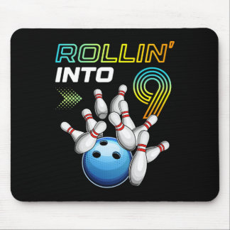 Mousepad Entrando nos 9 Aniversário Retro de Boliche 9º Ani