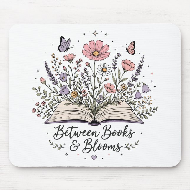Mousepad Entre livros e flores amante de livros leitor (Frente)