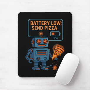 Mousepad Enviar Robô de Pizza Bateria 5% Divertido Comida G
