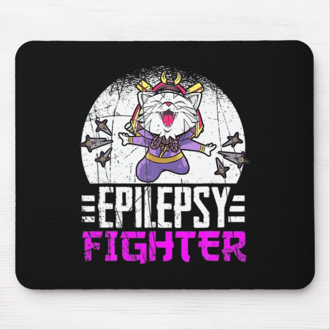Mousepad Epilepsia Consciência Mês Ninja Gato Epilepsia Com (Frente)