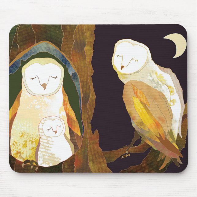 Mousepad Época quieta da família bonito da coruja (Frente)