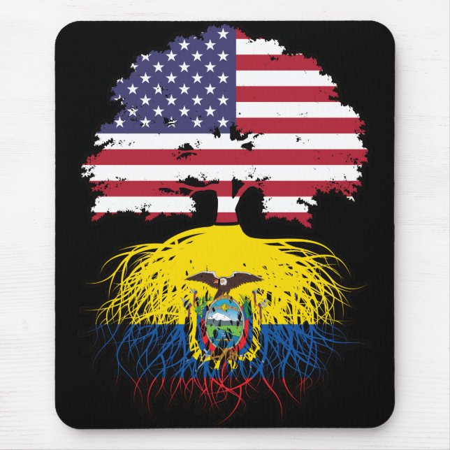 Mousepad Equador Equatoriano Americano EUA Raízes da Árvore (Frente)