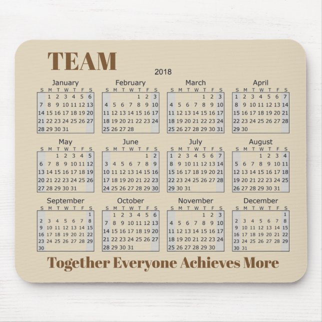 Mousepad EQUIPE de 2018 calendários (Frente)