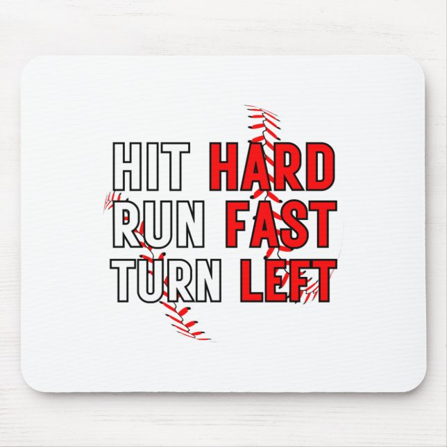 Mousepad Equipe de beisebol engraçada atingiu corrida difíc (Frente)