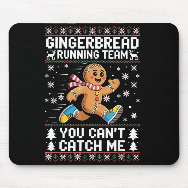 Mousepad Equipe de corrida de pão de gengibre Natal Corredo (Frente)