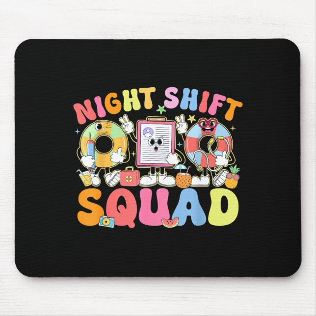 Mousepad Equipe de Enfermeira da UTI Turno Noturno Divertid (Frente)