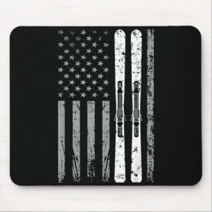 Mousepad Equipe de esqui downhill 4 de julho bandeira ameri