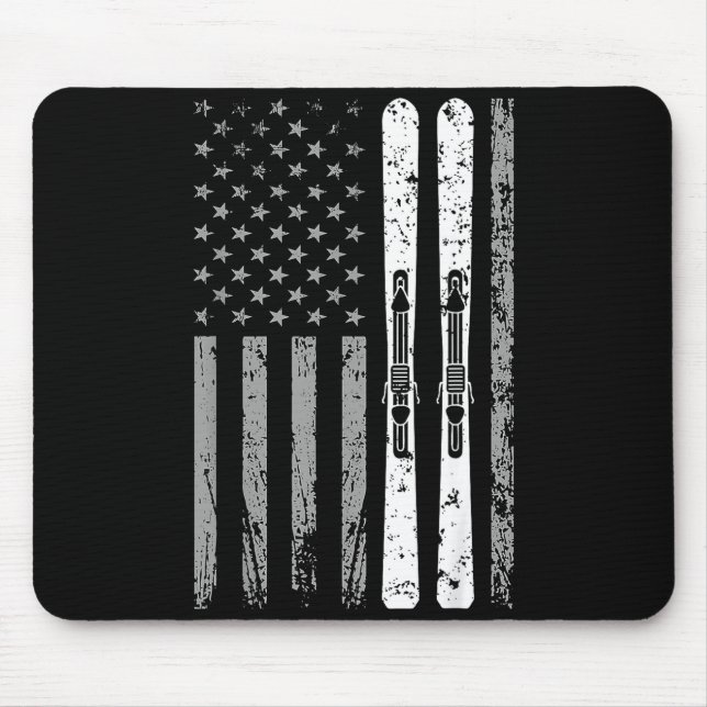 Mousepad Equipe de esqui downhill 4 de julho bandeira ameri (Frente)