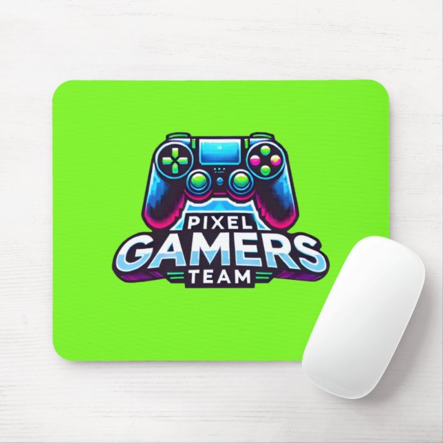 Mousepad Equipe de Gamers de Pixel - Falha Verde Neon (Com mouse)