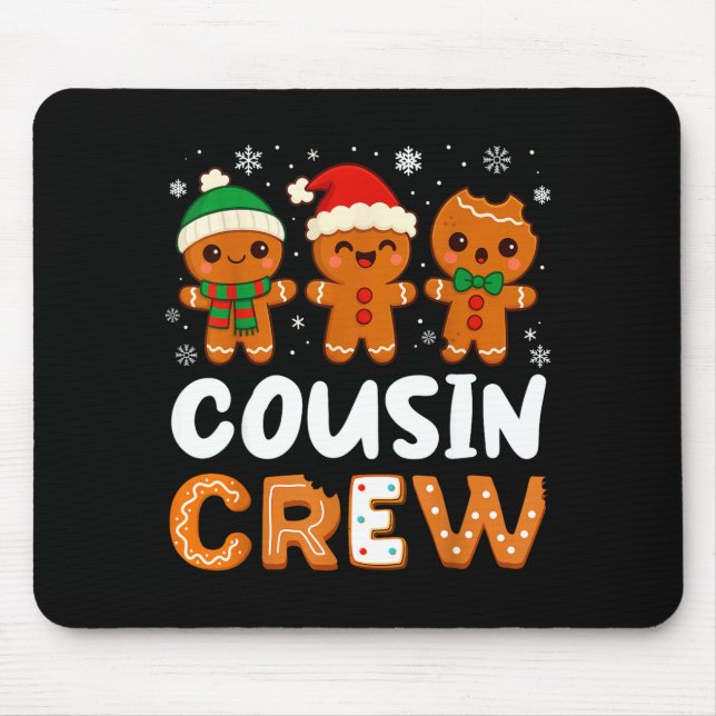 Mousepad Equipe de Primos Natal 2025 Biscoito Crianças Meni (Frente)