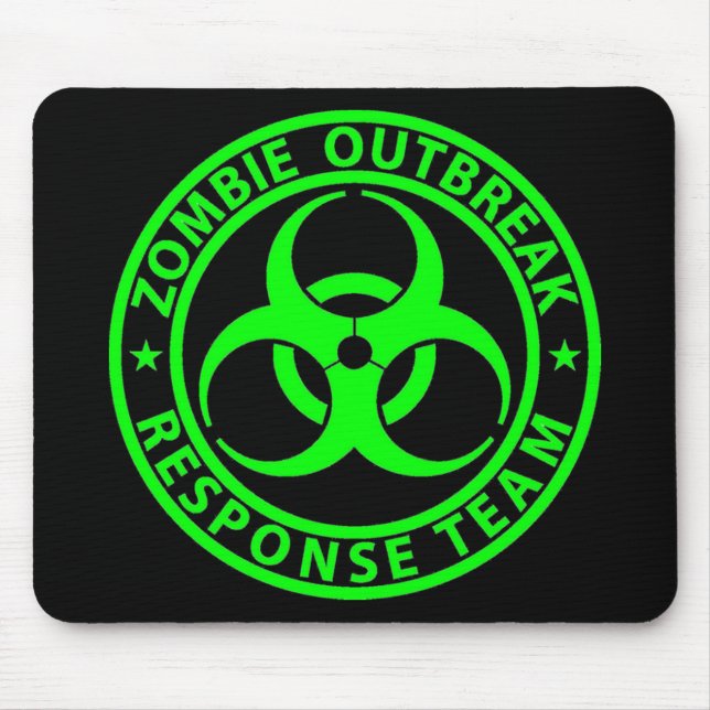 Mousepad Equipe de Resposta a Surtos de Zumbis Verde Neon (Frente)