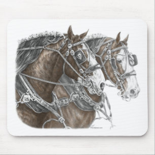 Mousepad Equipe do cavalo de esboço de Clydesdale