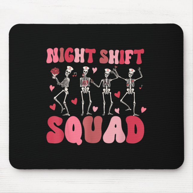 Mousepad Equipe do Turno da Noite Enfermeiras Esqueleto Dan (Frente)