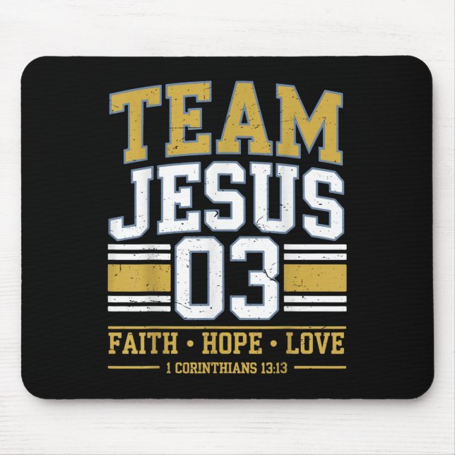 Mousepad Equipe Jesus 03 Fé Cristã Homens Adolescente Menin (Frente)