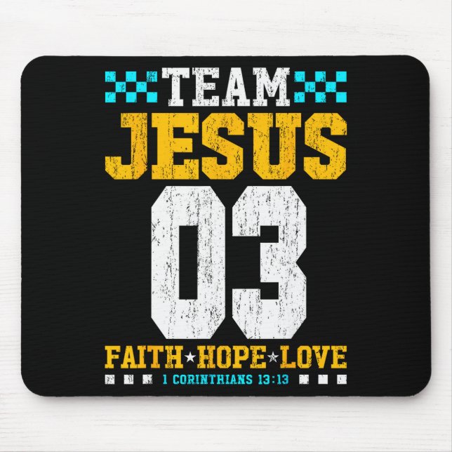 Mousepad Equipe Jesus 03 Fé Esperança Amor Versículo Bíblic (Frente)