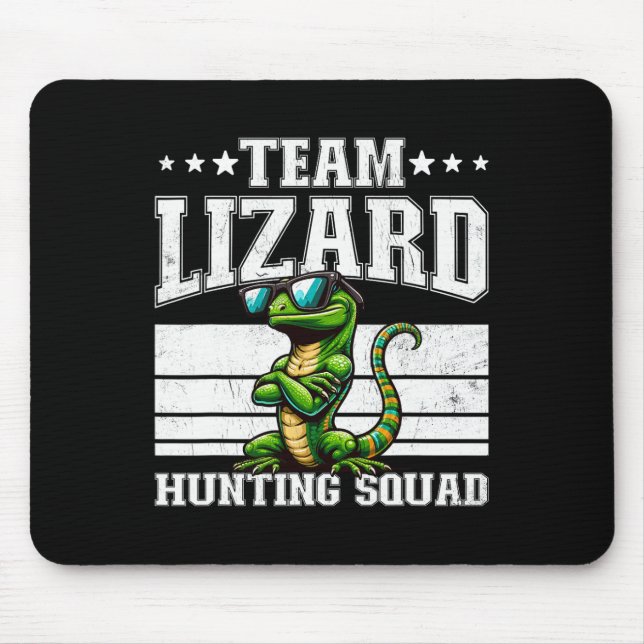 Mousepad Equipe Lizard Caçando Esquadrão Funny Retro Gecko  (Frente)