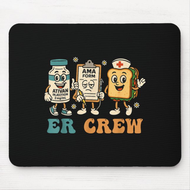 Mousepad Equipe Retro de Urgência Sala de Emergência Engraç (Frente)