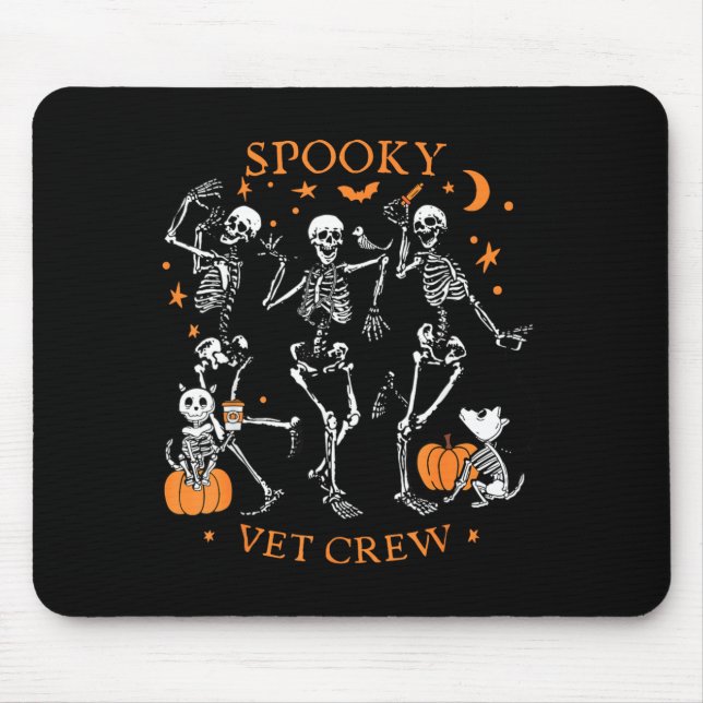 Mousepad Equipe Veterinária Assustadora Esqueleto Dançando  (Frente)