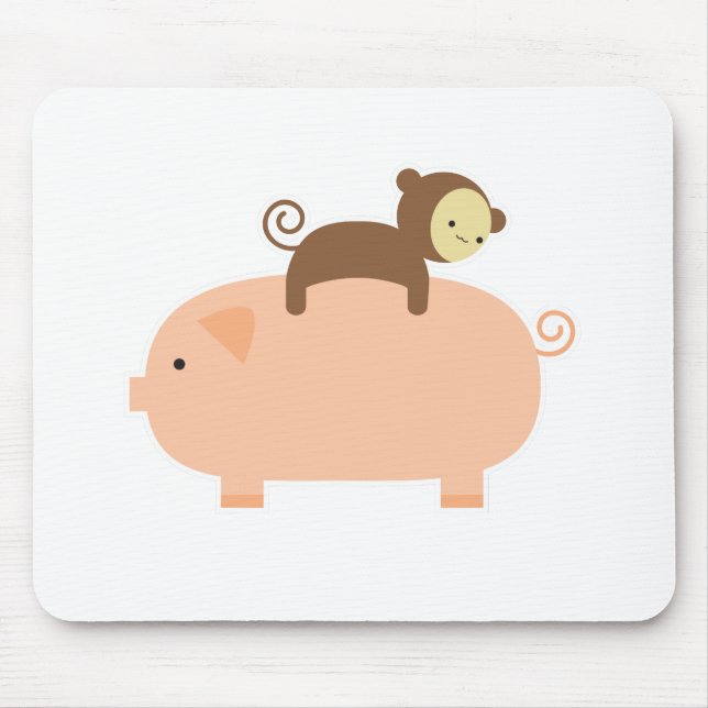 Mousepad Equitação do macaco do bebê em um porco (Frente)