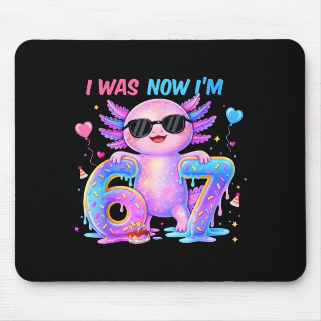 Mousepad Era seis sete axolote 67 meme aniversário de 7 ano (Frente)