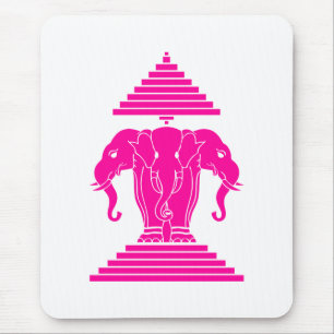 Mousepad Erawan Rosa Três Cabeça de Elefante Lao / Laos B