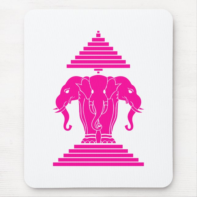 Mousepad Erawan Rosa Três Elefante De Cabeça Lao / Bandeira (Frente)