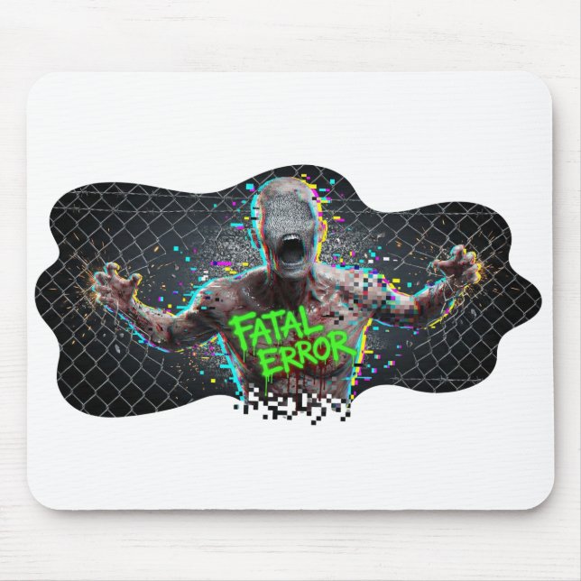Mousepad Erro Fatal – Glitch Zumbi Cyber Horror (Frente)