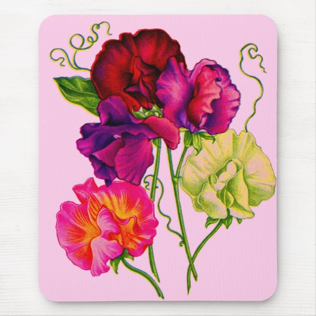 Mousepad Ervilha doce em roxo e rosa (Frente)