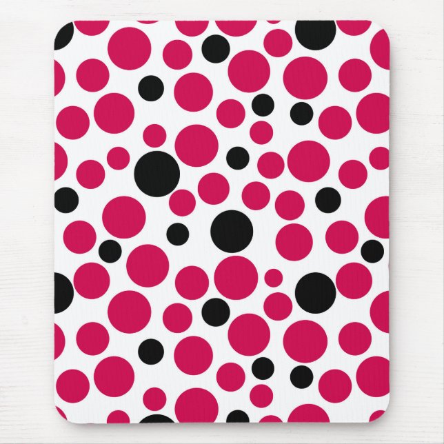 Mousepad ervilhas negras vermelhas, retrô do fundo branco (Frente)