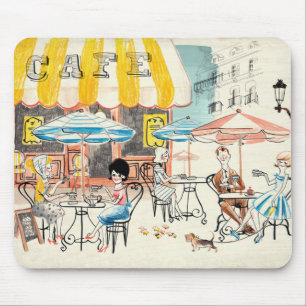 Mousepad Esboço bonito da cena de France Café