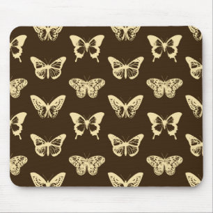 Mousepad Esboço da borboleta, bege em castanho chocolate