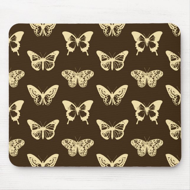 Mousepad Esboço da borboleta, bege em castanho de chocolate (Frente)
