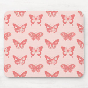 Mousepad Esboço da borboleta, rosa-coral