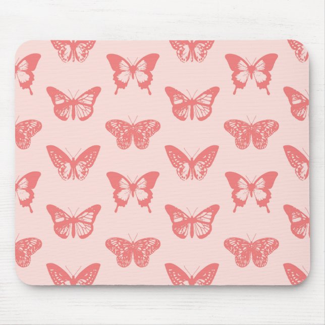 Mousepad Esboço da borboleta, rosa-coral (Frente)
