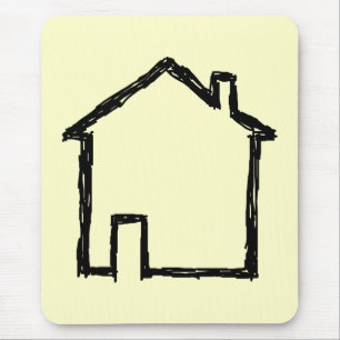 Mousepad Esboço da casa. Preto e creme