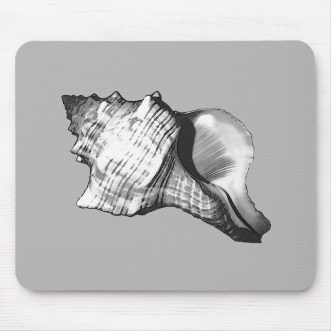 Mousepad Esboço da concha - tons de cinza e branco (Frente)