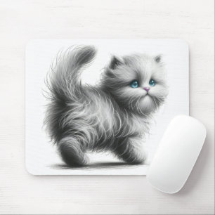 Mousepad Esboço de gatinho em branco