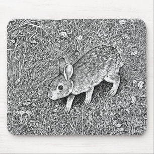 Mousepad Esboço de lápis fofo de coelho 