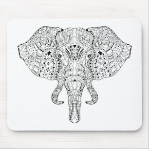 Mousepad Esboço do Doodle da cabeça do elefante